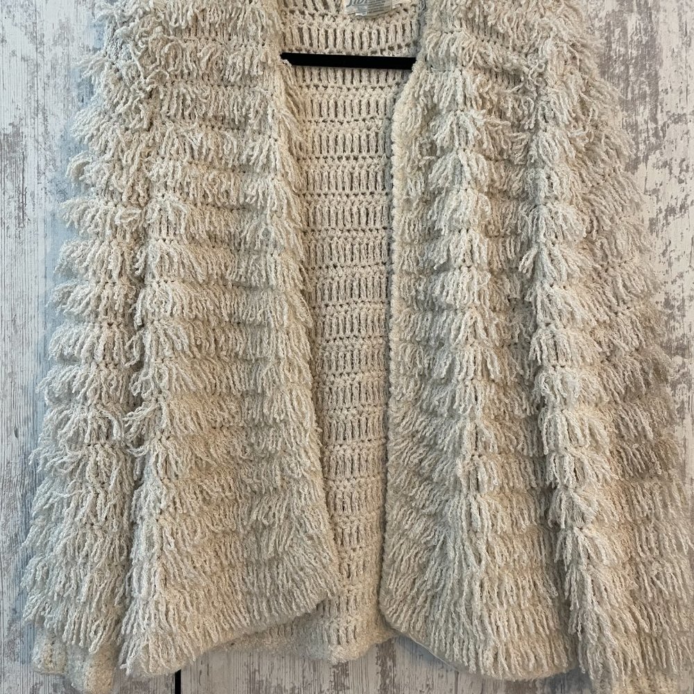 Vintage Hand-Crocheted Fringe Jacket in White